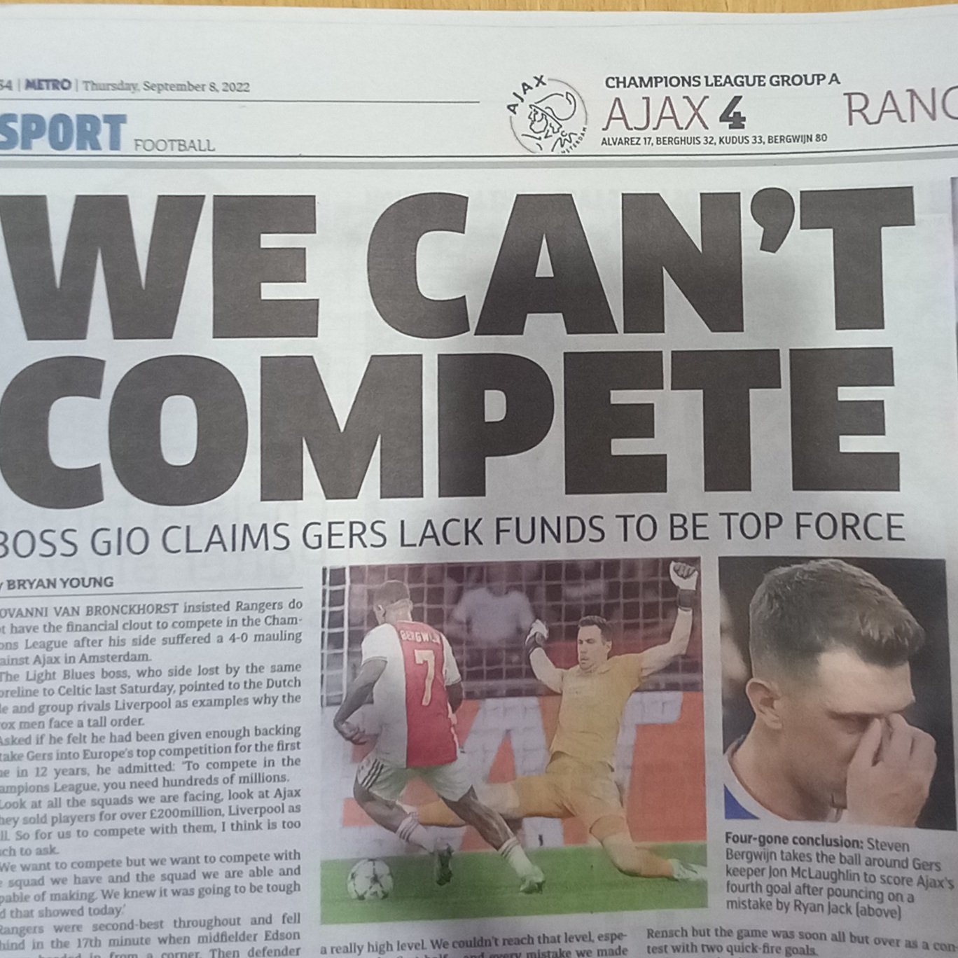 Ajax v Rangers - The Terrace - Jambos Kickback